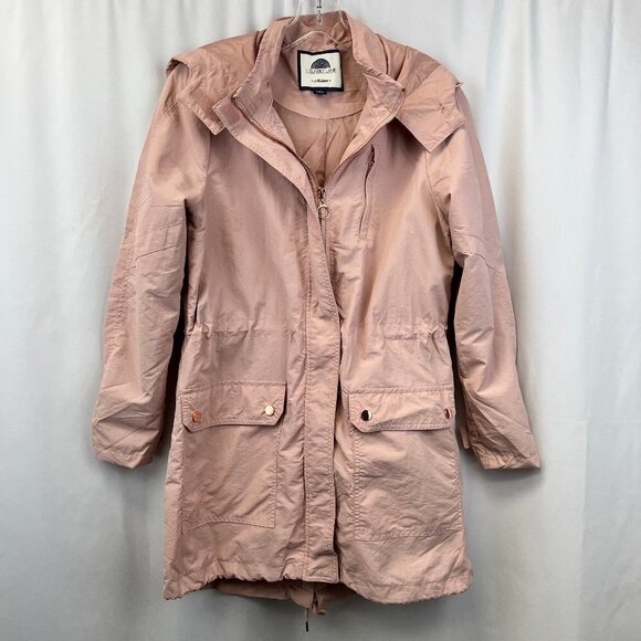 1 Sunset Lane Womens Pink Long Sleeve Hooded Rain Jacket Size Medium - Picture 1 of 10